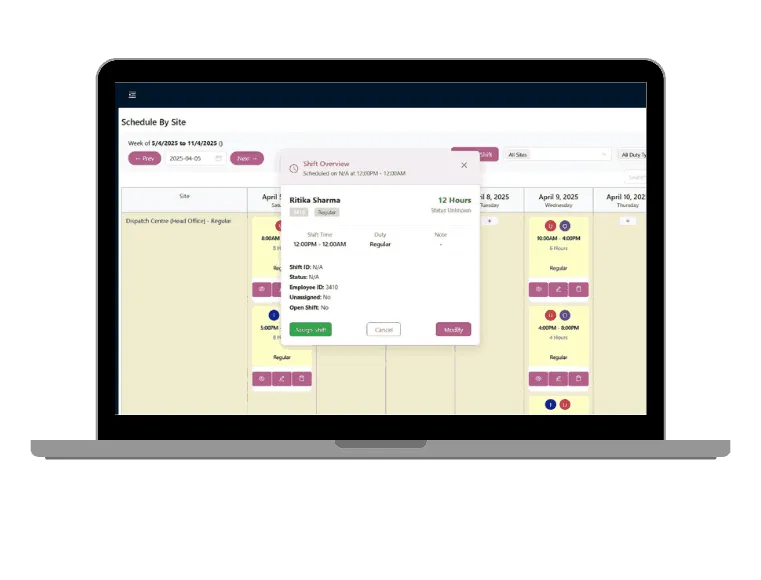 Mobile app screen